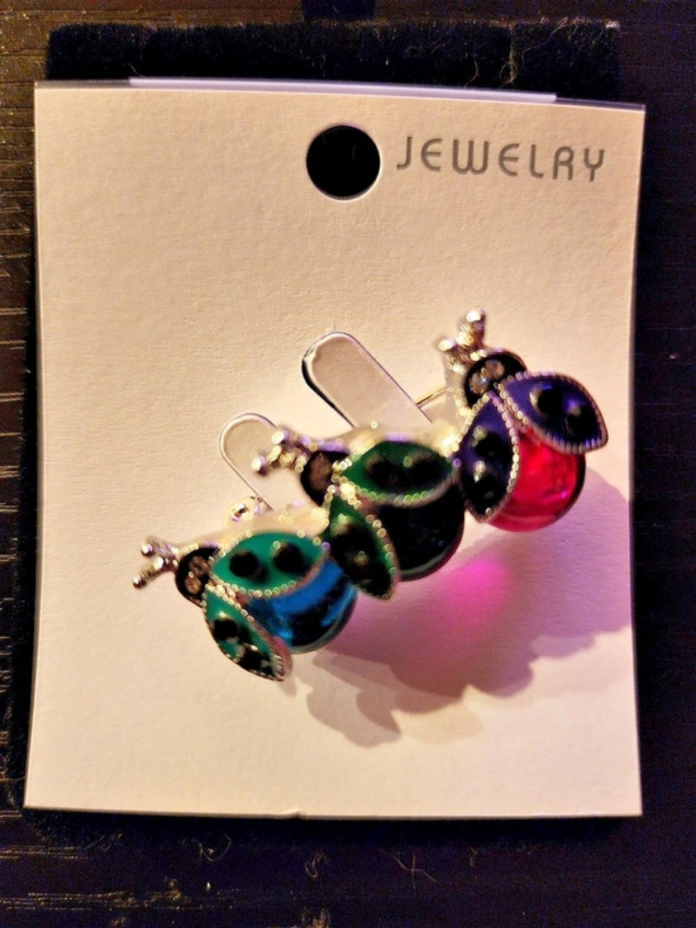 Multicolor Ladybug Trio Brooch